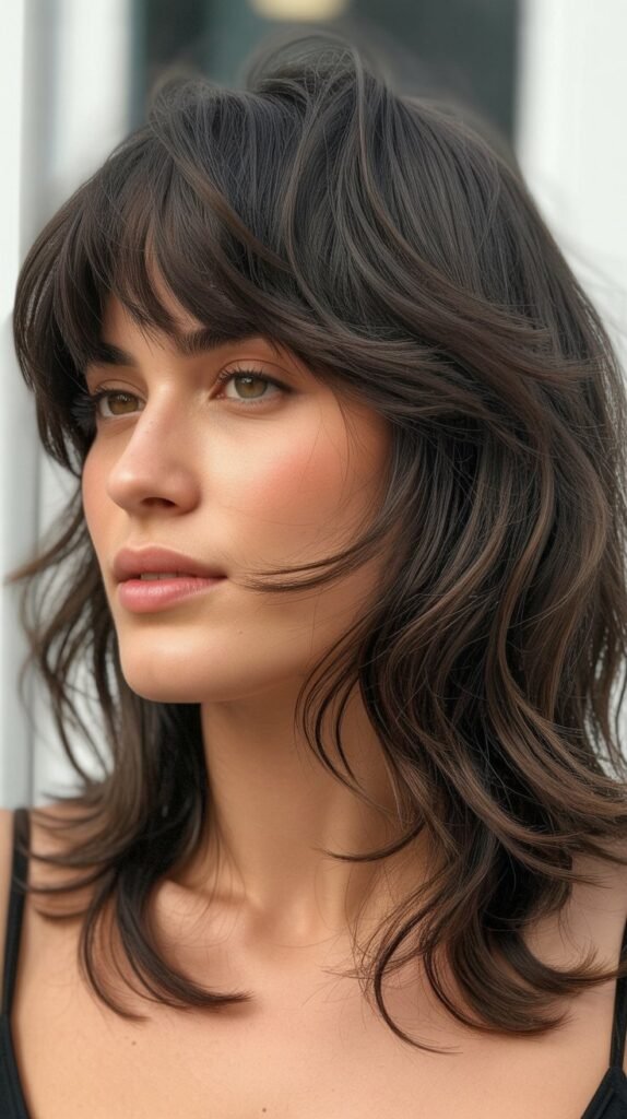 Choppy Bangs With Textured Mid-Length Cut