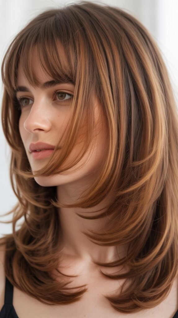  Curved Layers with Round Bangs
