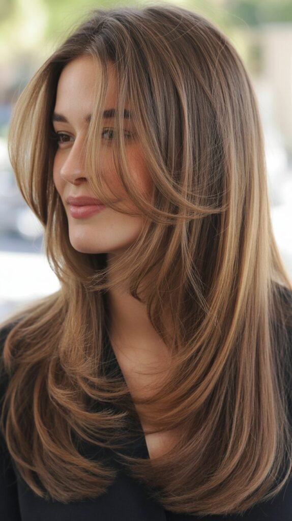 Angled Layers with Grown-Out Bangs