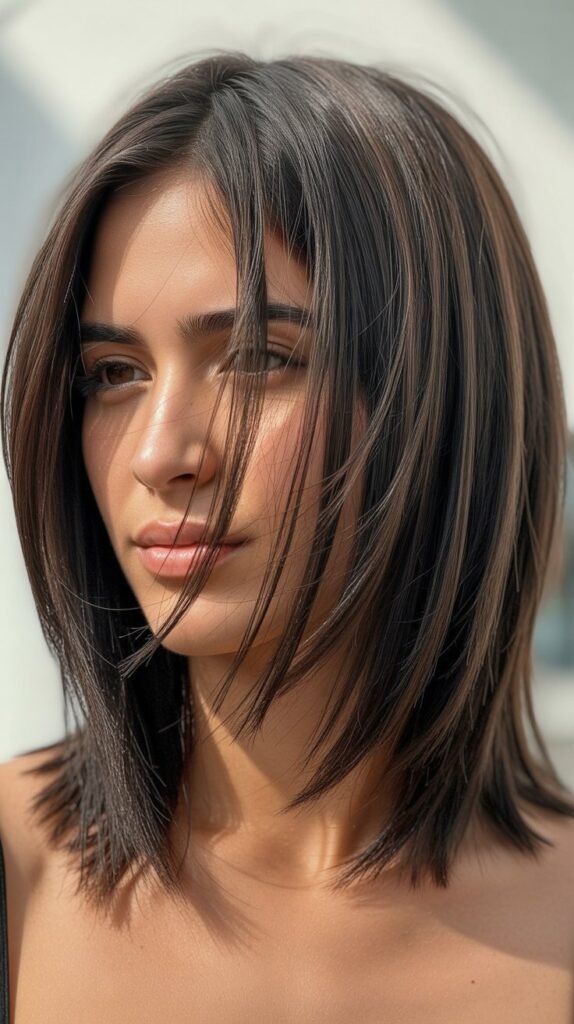 Long Bob With Extreme Layers and Tapered Front