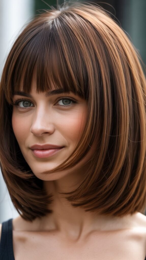 Precision Stacked Bob with Straight Bangs