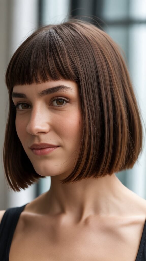 French Bob with Micro Fringe and Blunt Ends