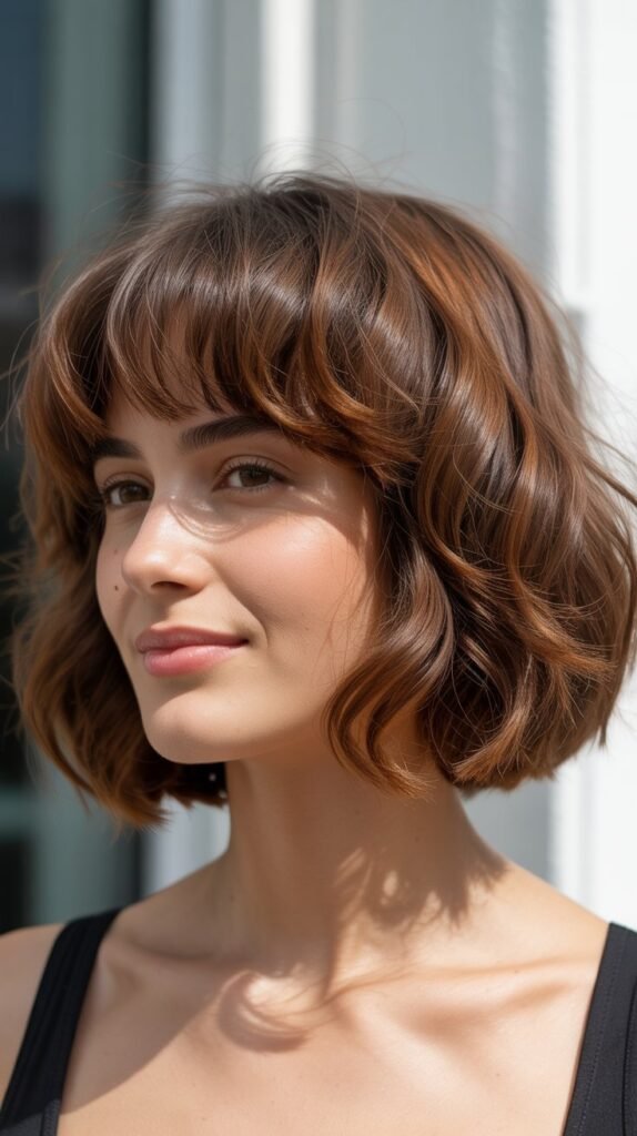 Voluminous French Bob with Textured Fringe