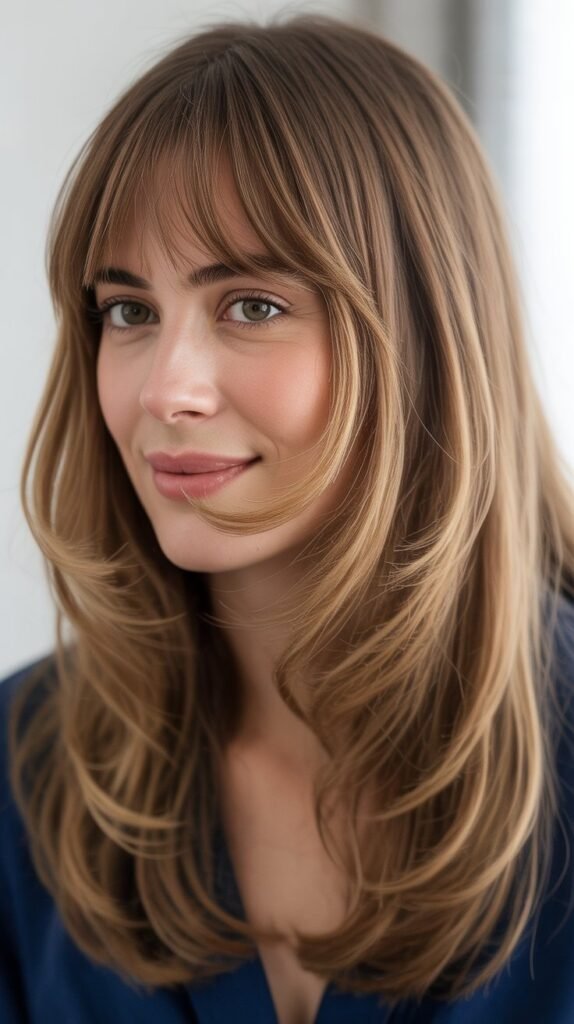 Classic Curtain Bangs With Long Layers