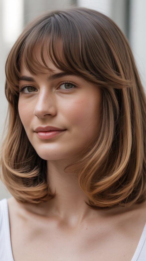 Rounded Bangs with Medium Flip