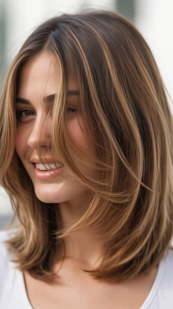 Long Layered Bob with Subtle Highlights