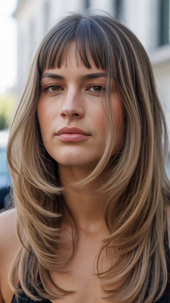 Long Layers with Micro Bangs