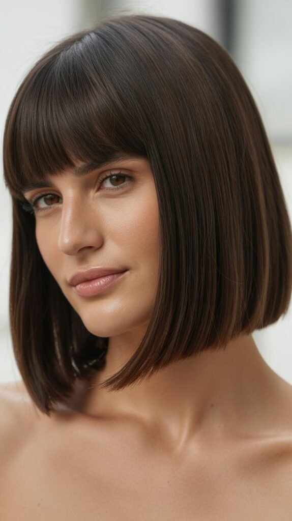 The Medium Length With Side-Parted Straight Bangs