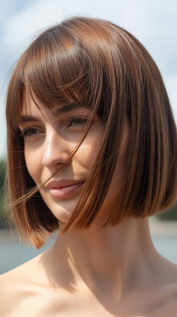 French Bob with Long Side-Parted Fringe