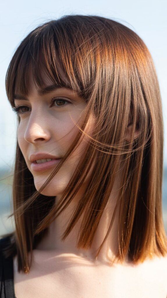 Fringy Bangs with Medium Straight Hair