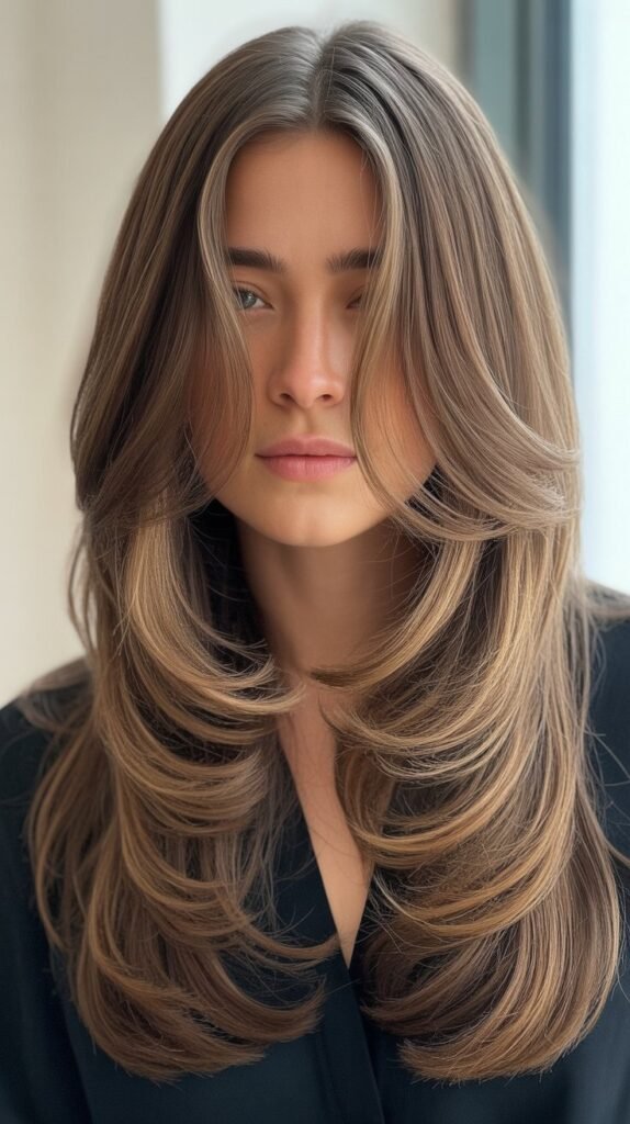 Butterfly Layers With Center-Parted Face-Framing