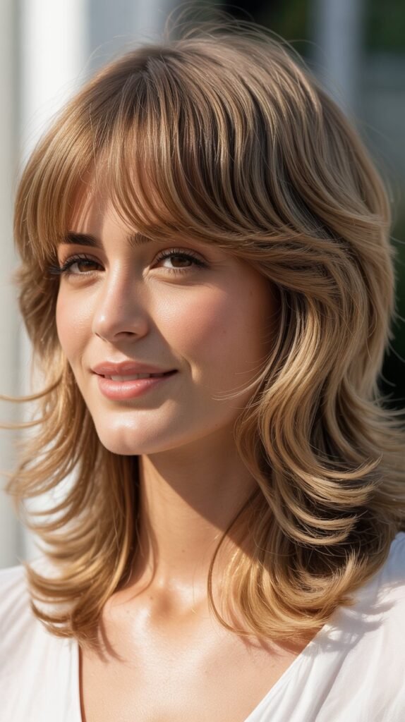 Feathered Bangs with Medium Feathered Layers