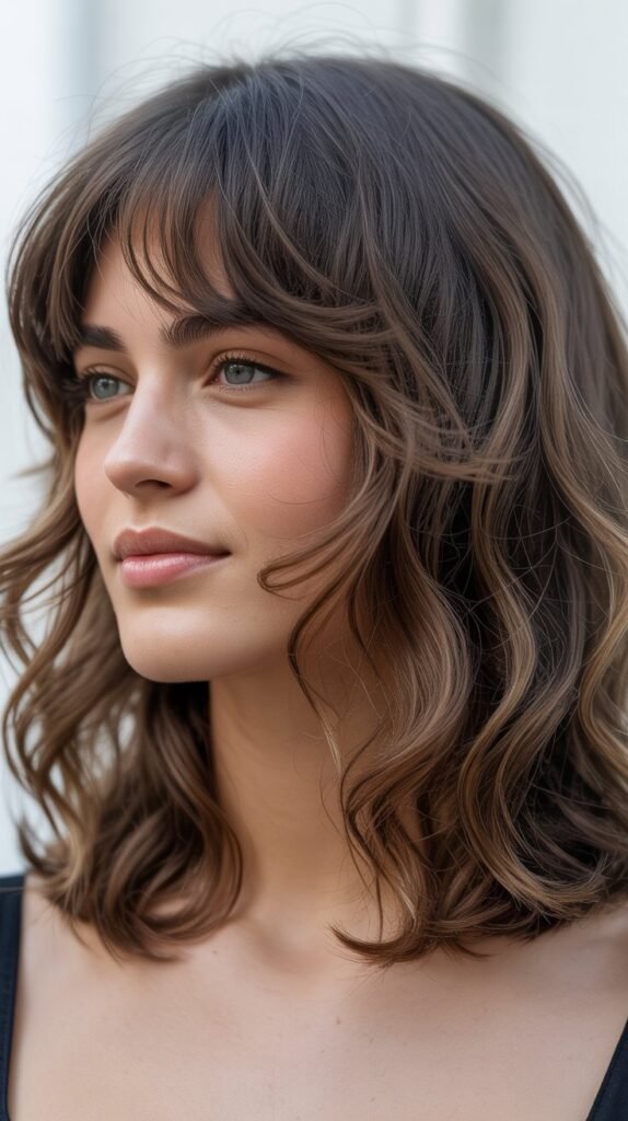 Layered Lob with Curtain Bangs