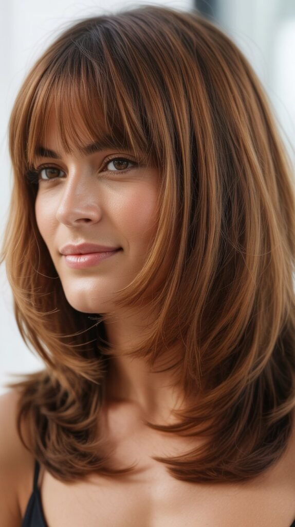 Textured Blunt Bangs with Medium Hair