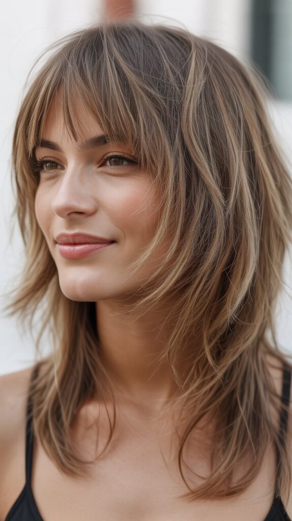  Textured Collarbone Cut with Piecey Bangs