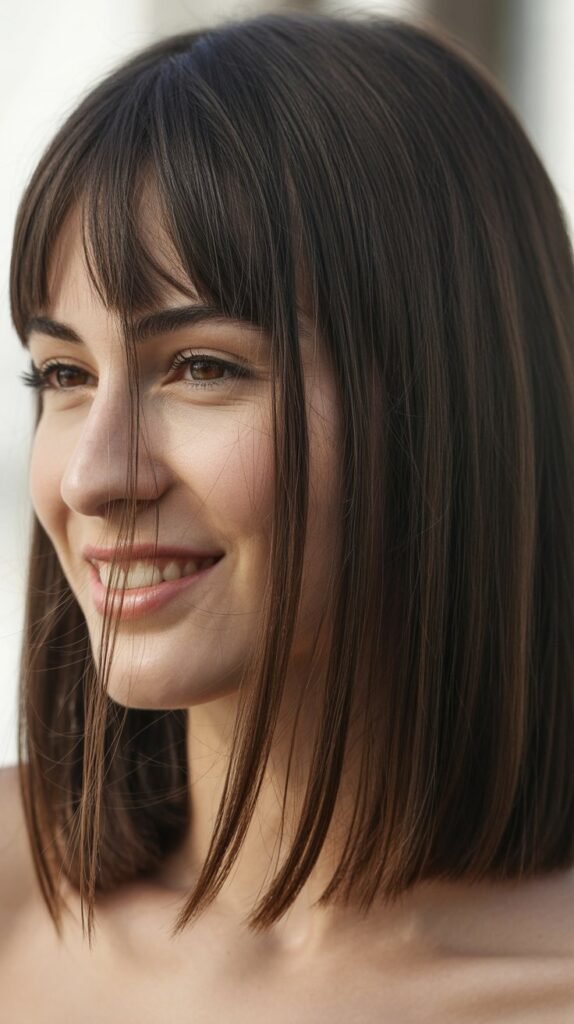 The Shoulder-Length Cut With See-Through Straight Bangs