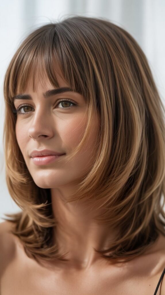 Stacked Layers with Blunt Bob Bangs