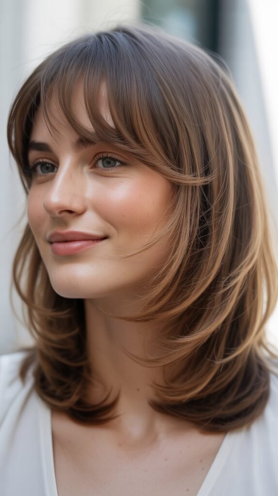 Soft Layered Cut with Arched Bangs