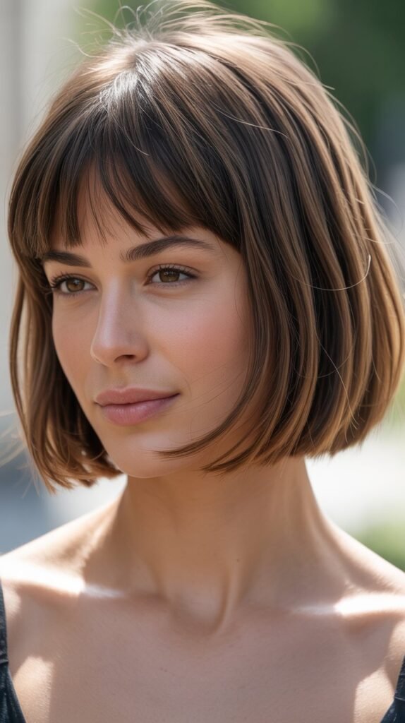 Layered French Bob with Baby Bangs