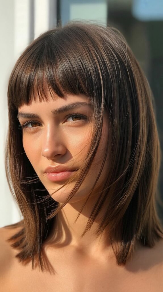 The Choppy Medium Shag With Straight Micro Bangs