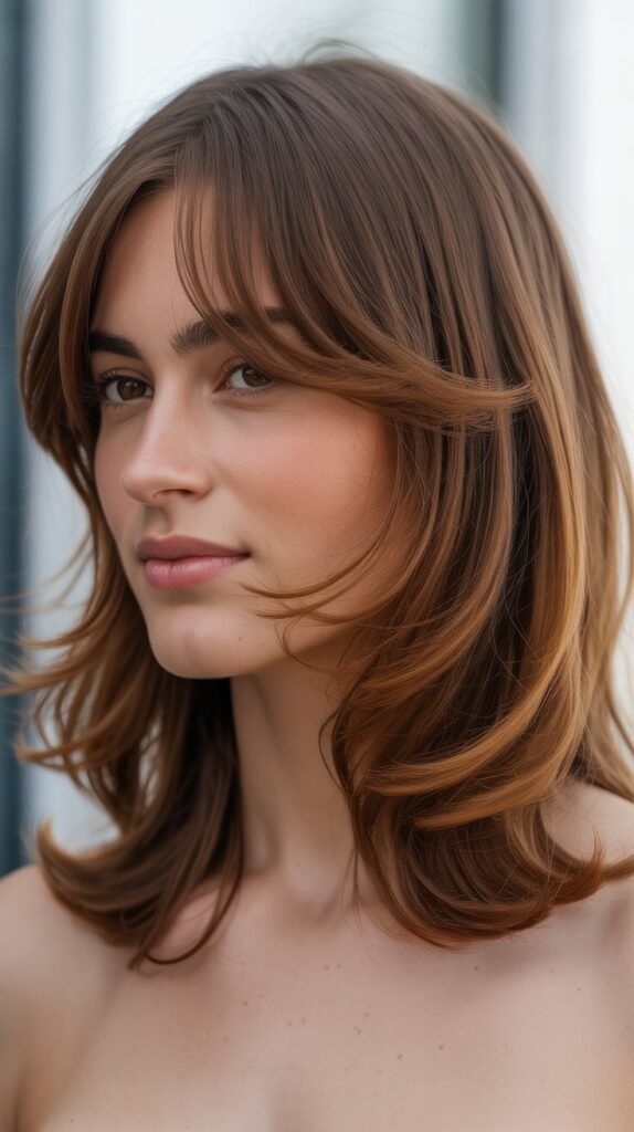 Medium Length with Long Curtain Bangs