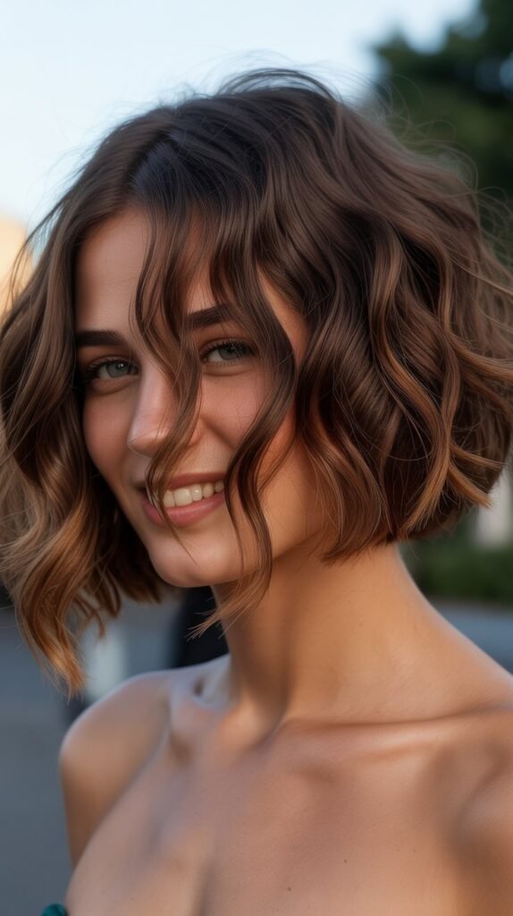 Asymmetrical Wavy French Bob