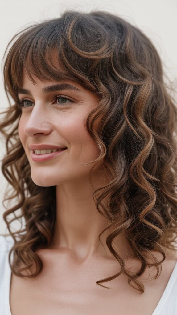 Long Bangs with Spiral Curls