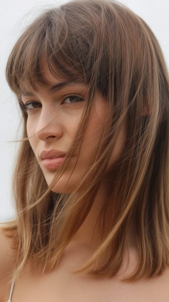 Angled Bangs with Medium Hair
