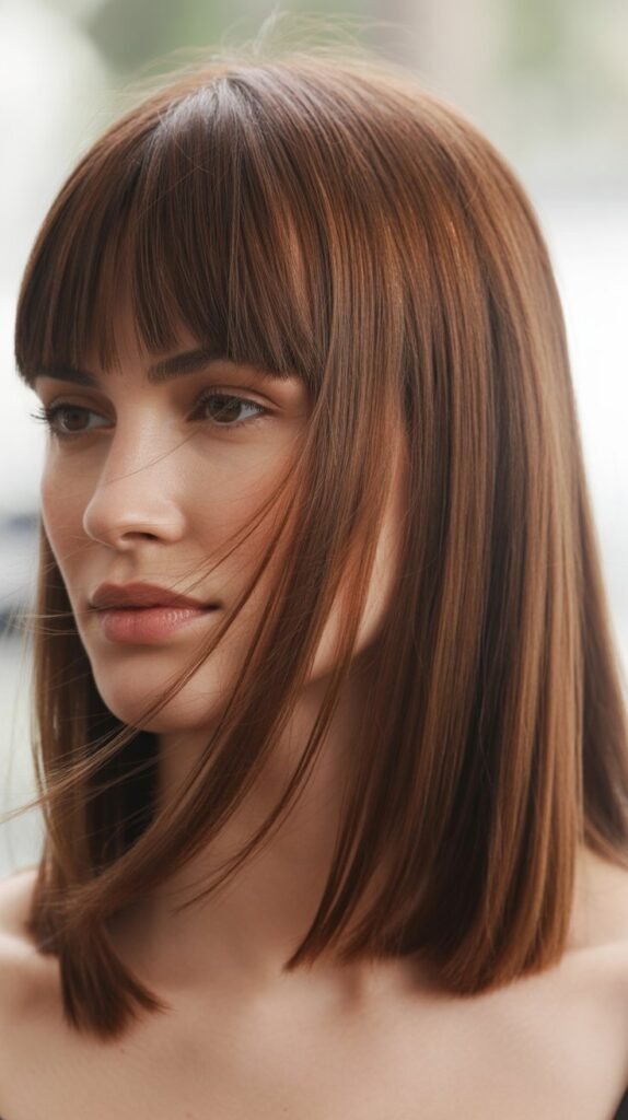 Long Bangs with Sleek Straight Hair