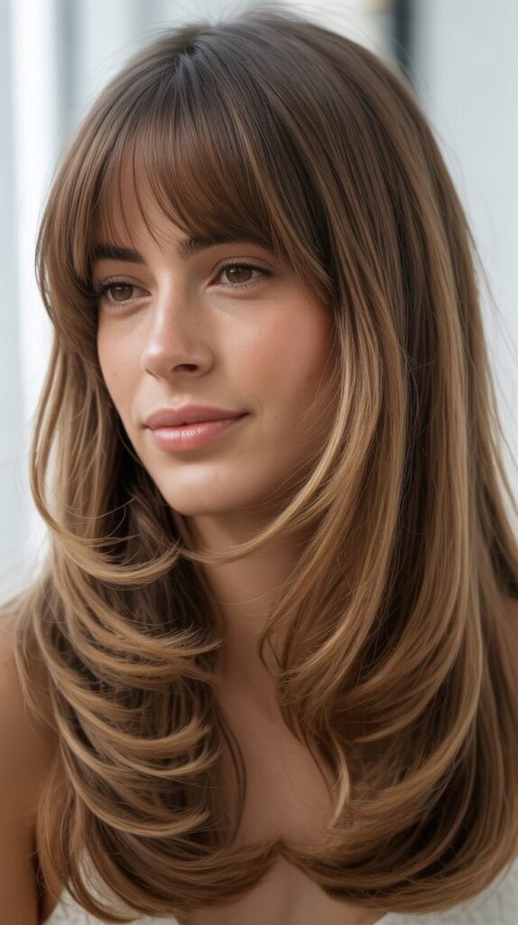 Classic Curtain Bangs With Long Layers