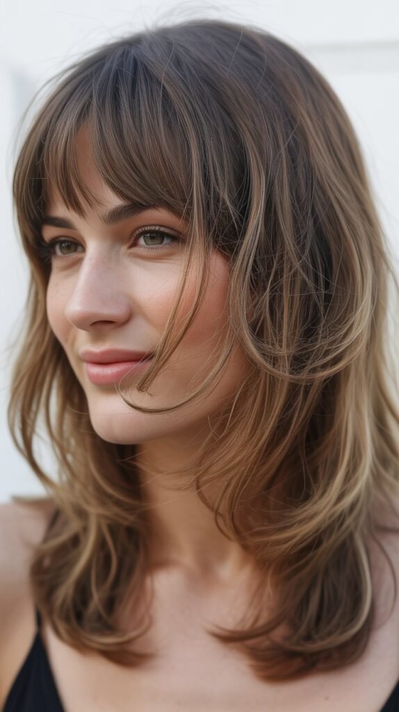 Eyebrow-Skimming Bangs With Shoulder-Grazing Layers