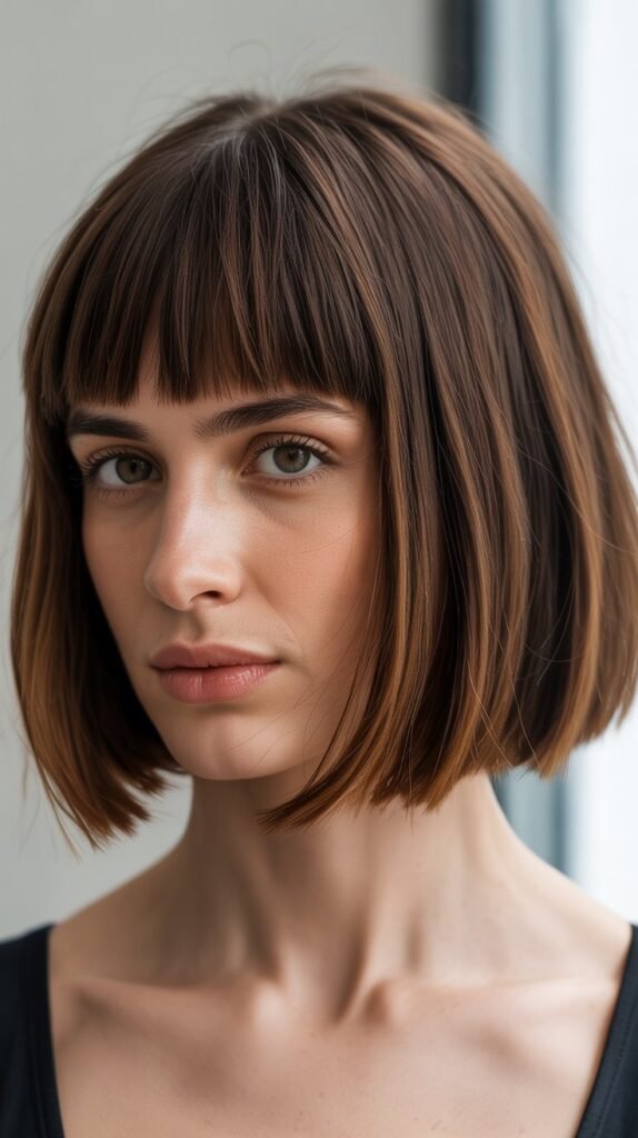 Disconnected French Bob With Blunt Bangs