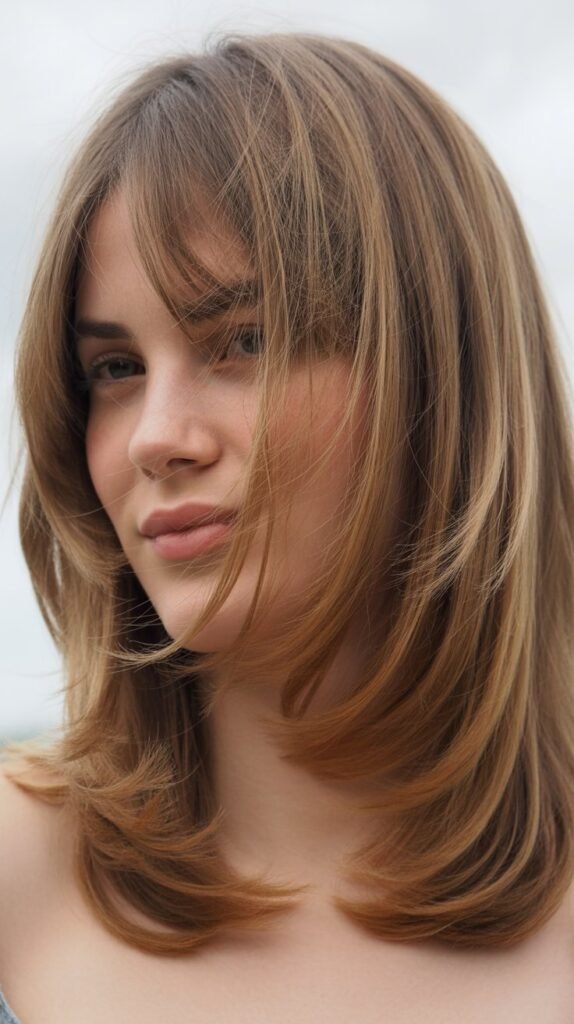 Butterfly Layers with Center-Part Bangs