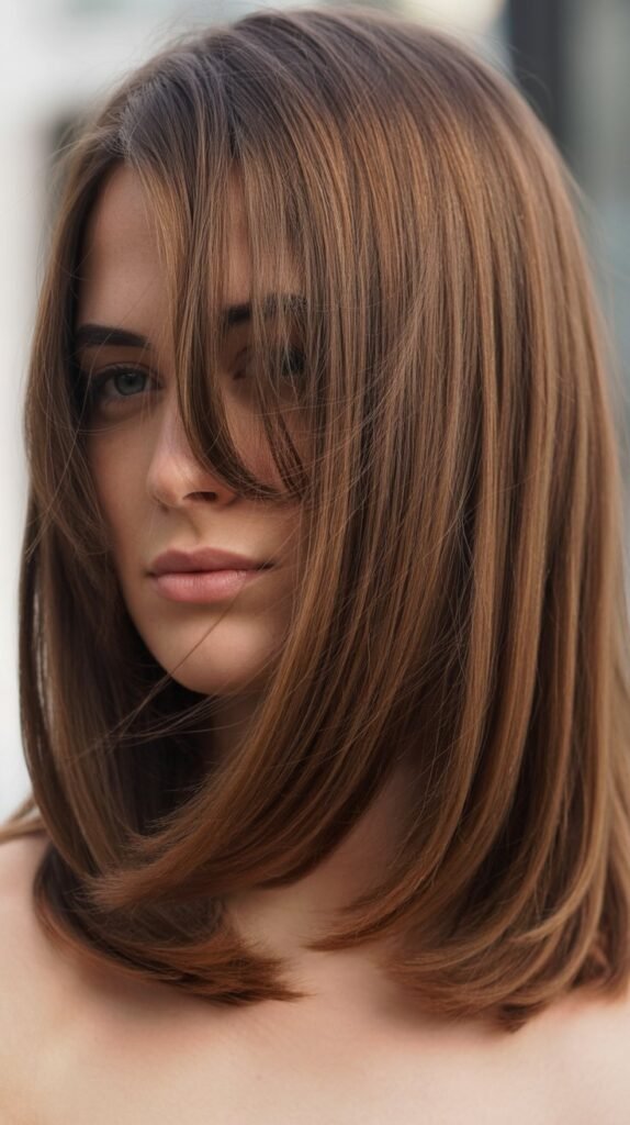 Smooth One-Length Cut with Long Side Bangs