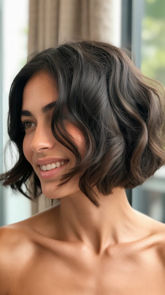 Asymmetrical Bob with Deep Side Part