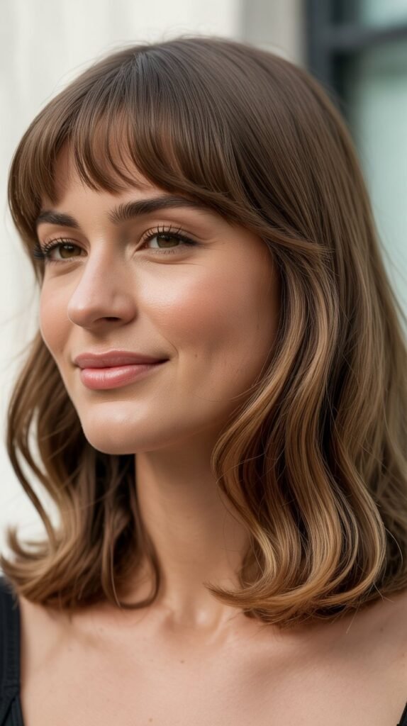  Baby Bangs with Medium Length Hair