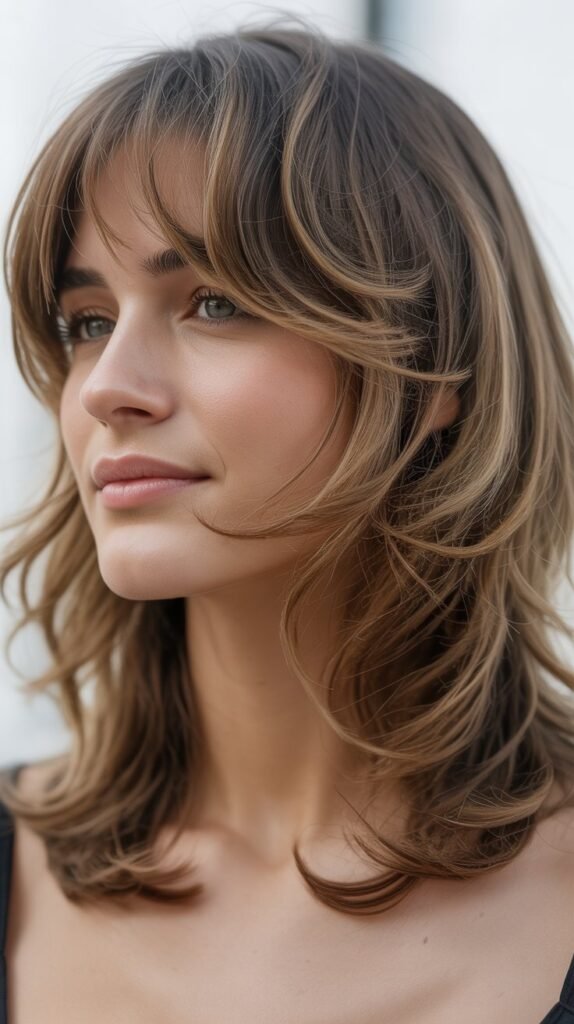 Wispy Bangs with Textured Medium Shag