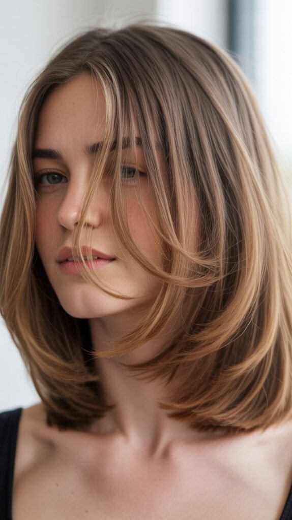 Long Layered Bob with Tucked Styling