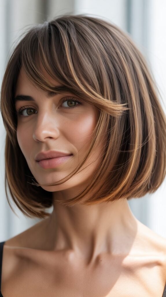 French Bob With Wispy Side-Parted Bangs