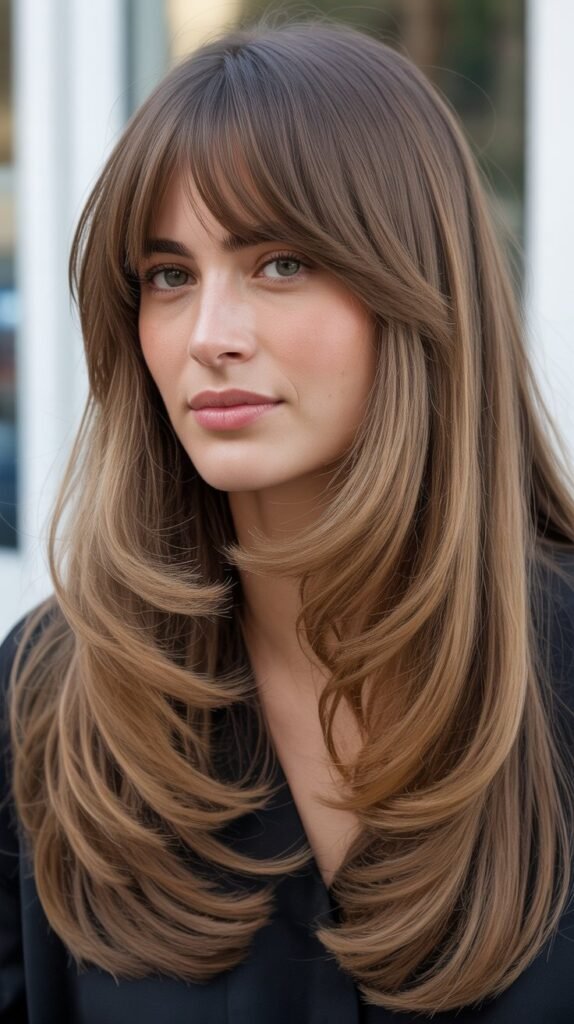 Curtain Bangs with Long Layers