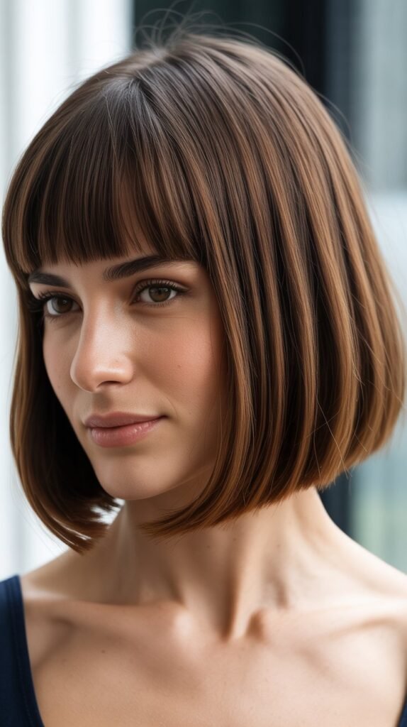 Classic Chin-Length French Bob with Blunt Fringe