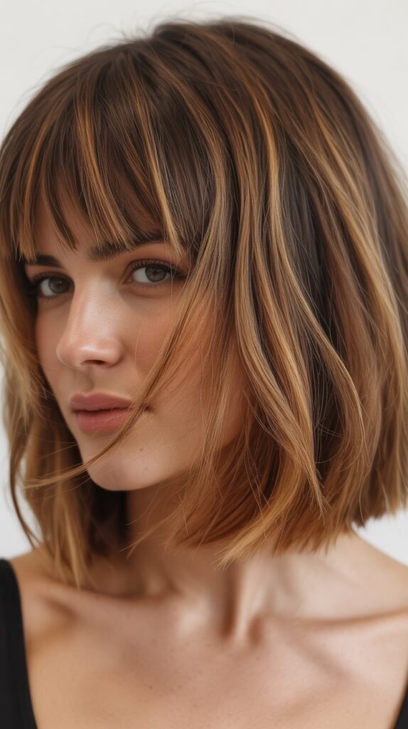 Wavy French Bob With Feathered Bangs