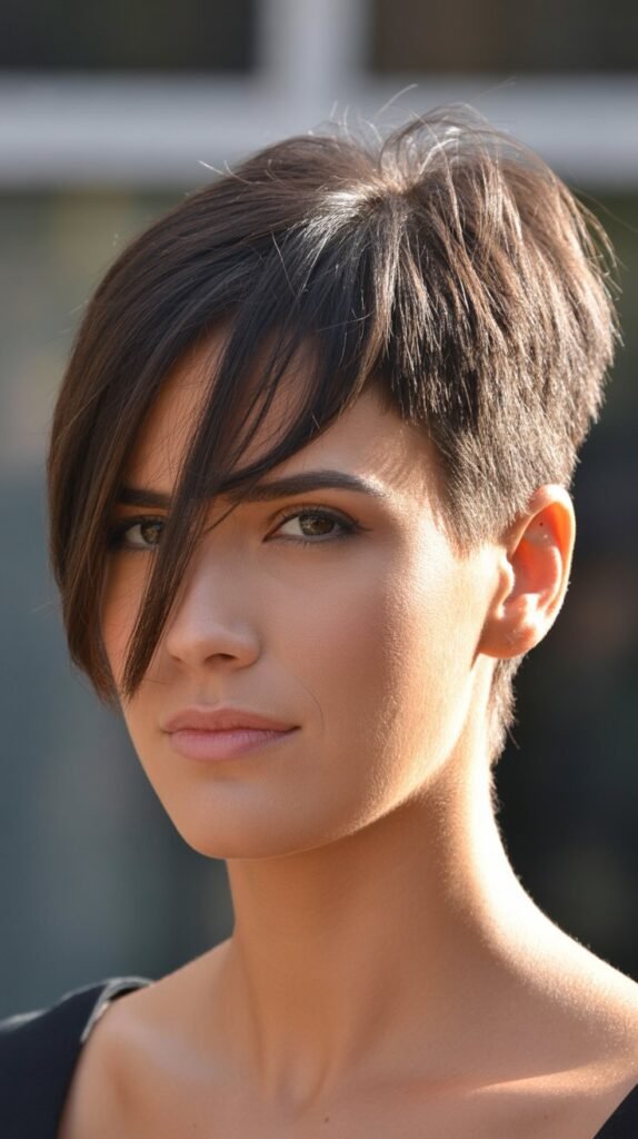 Asymmetrical Pixie with Long Bangs