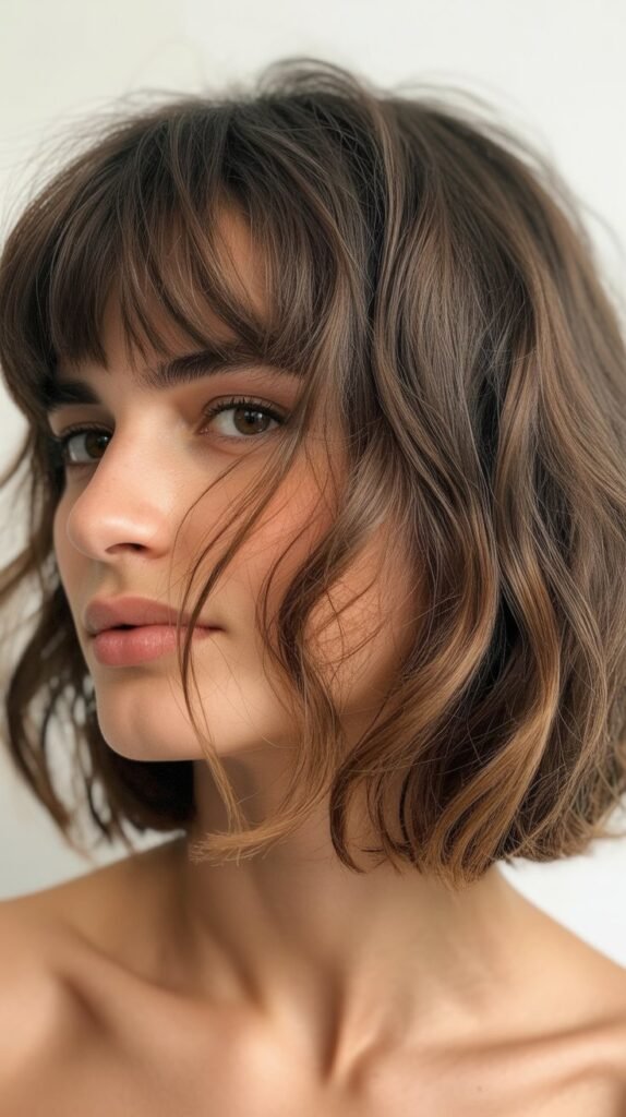 Messy French Bob with Undone Fringe