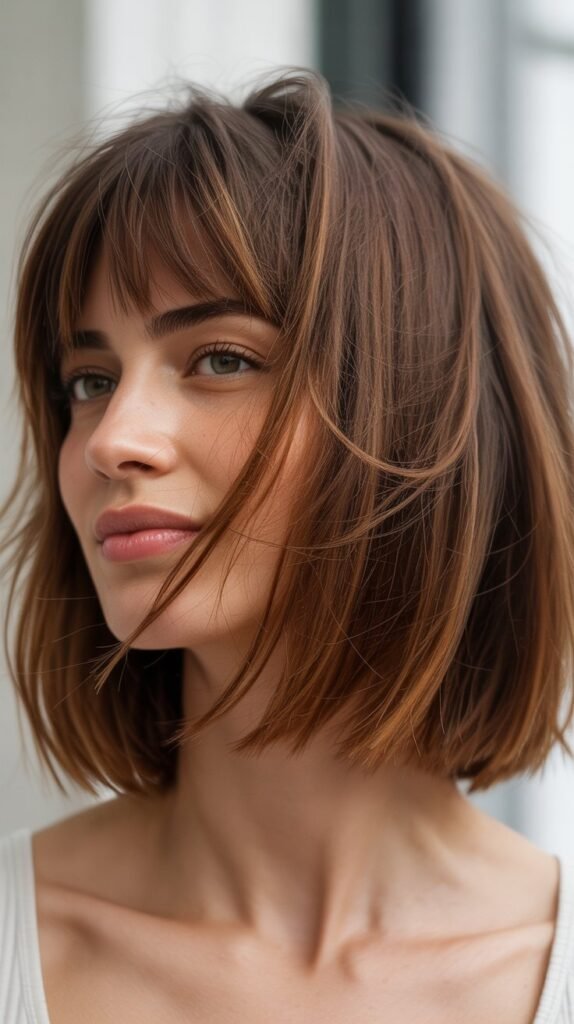 Textured French Bob With Wispy Bangs