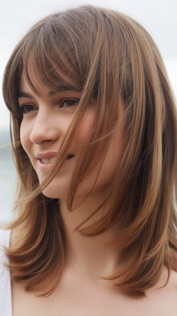  Feathered Bangs with Medium Layered Cut