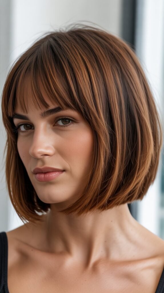 Stacked French Bob With Angled Bangs