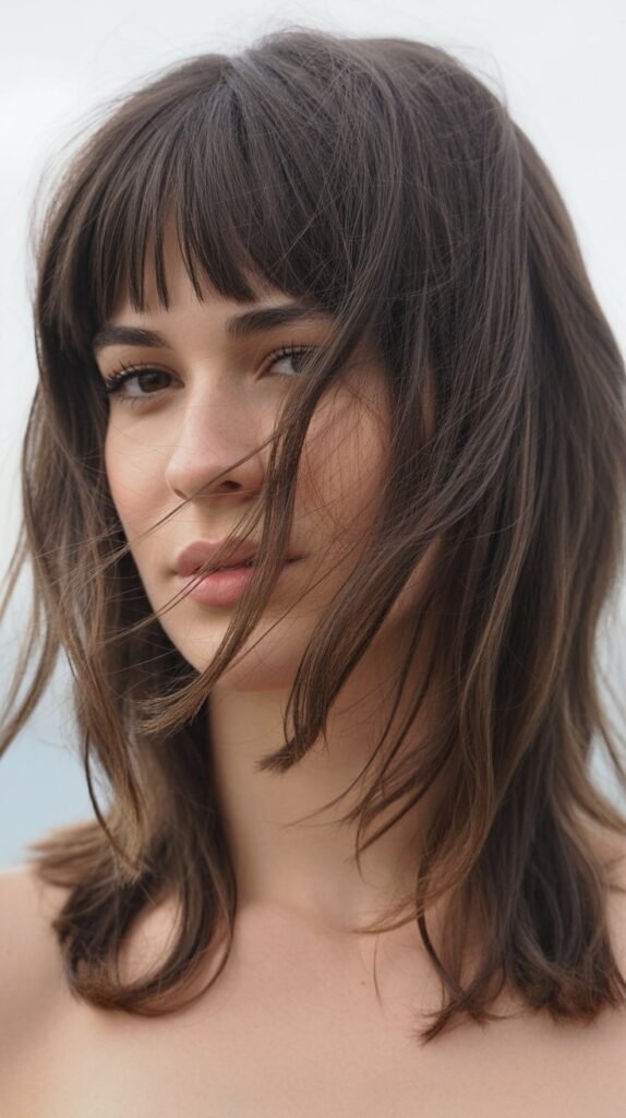 Choppy Layers with Blunt Micro Bangs