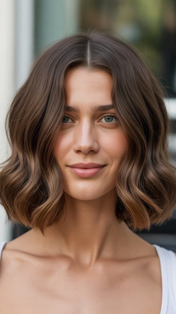 Blunt Wavy Bob with Center Part