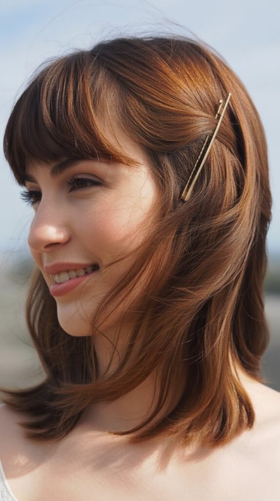 Long Bangs with Pinned-Back Styling